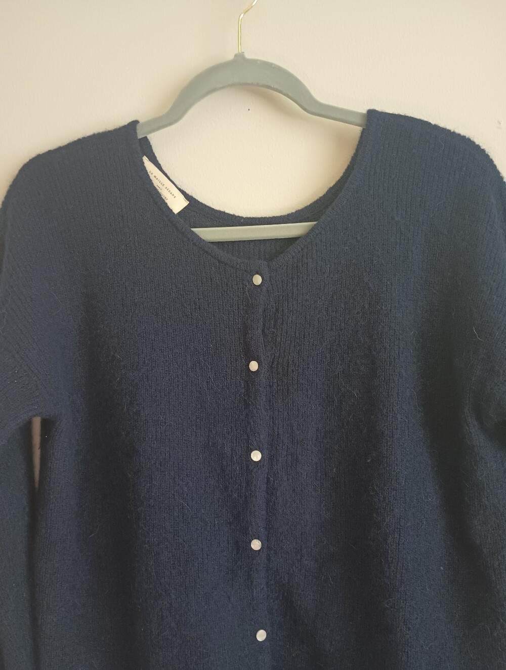 Sézane Gaspard Cardigan Mohair Alpaca Sweater in Navy - Picture 3 of 6